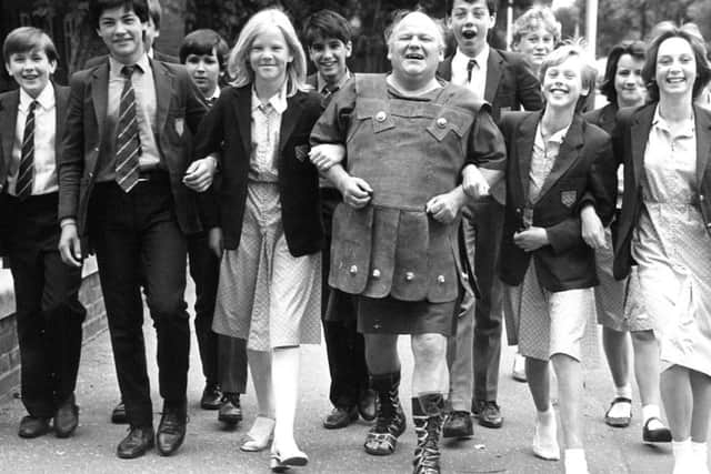 Roy Kinnear promoting the city with Peterborough school pupils. Do you know any of them?