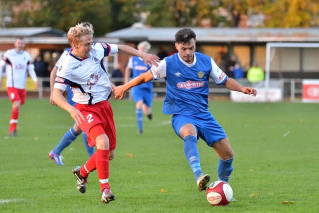 Action from Spalding United v Newcastle Town.