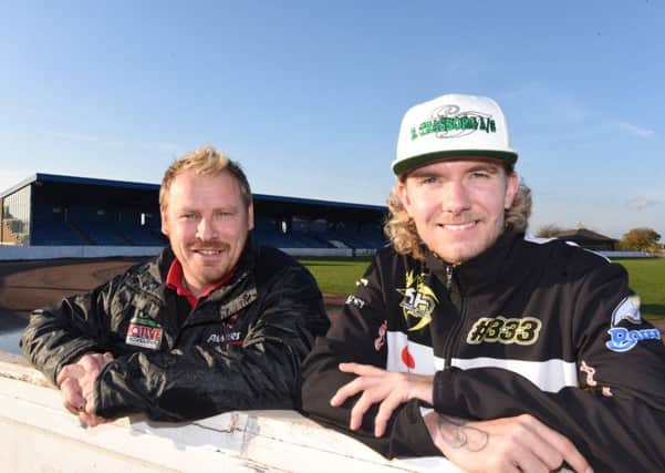 New Panthers signing Kenneth Hansen (right) with team boss Carl Johnson. Photo: David Lowndes.