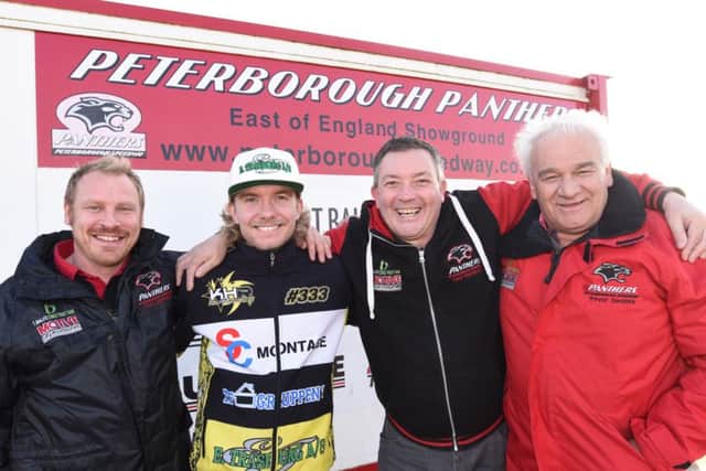 New Panthers signing Kenneth Hansen with club officials Carl Johnson, Ged Rathbone and Trevor Swales.