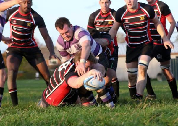 Robb Shingles scores a try for Oundle in their win over Stamford. Picture: Mick Sutterby