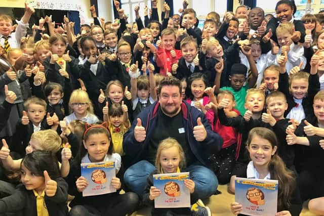 Chris with the pupils