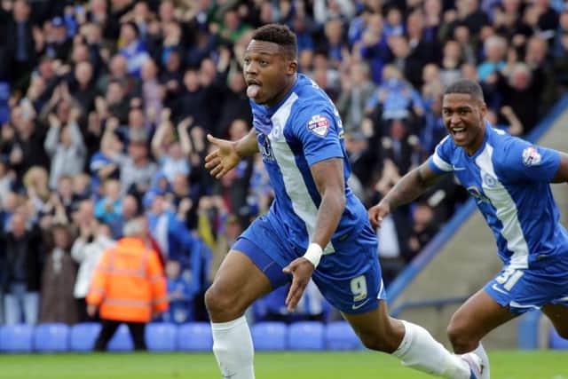 A million-pound Posh signing Britt Assombalonga.