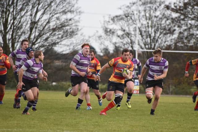 Hat-trick hero Michael Bean attacks for Borough against Stamford. Picture: Kevin Goodacre