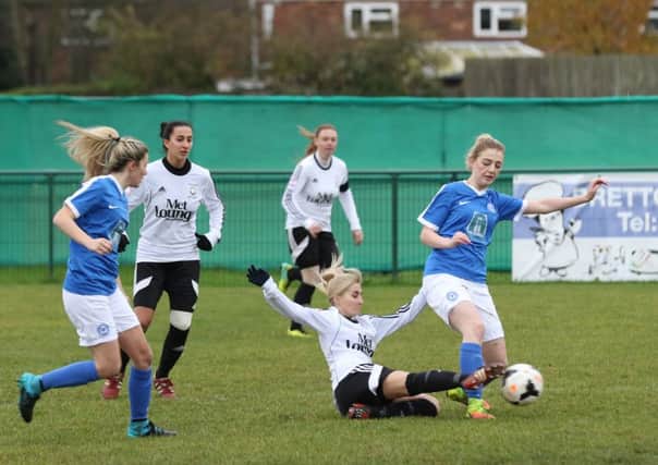 Deva Rawlings gets in a tackle for Northern Star against Posh. Picture: Tim Gates