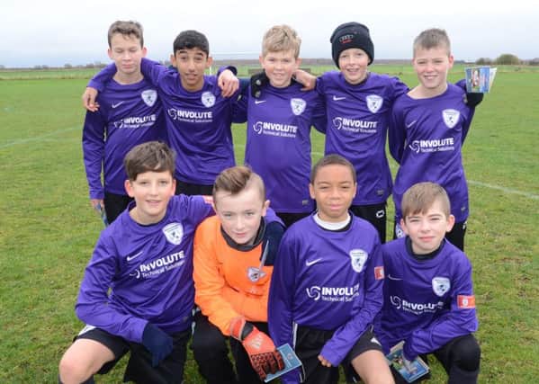 Malborne Rangers Under 13s are pictured before a 5-2 Hereward Cup win over Yaxley Black. They are from the left, back, Vilian Radic, Harrison King, Sean Knight, Ashdon Strangward, Sam Mee, front, Will Yorke, Liam Weston, Jayden Stevens Steele and Kalani Kenton.