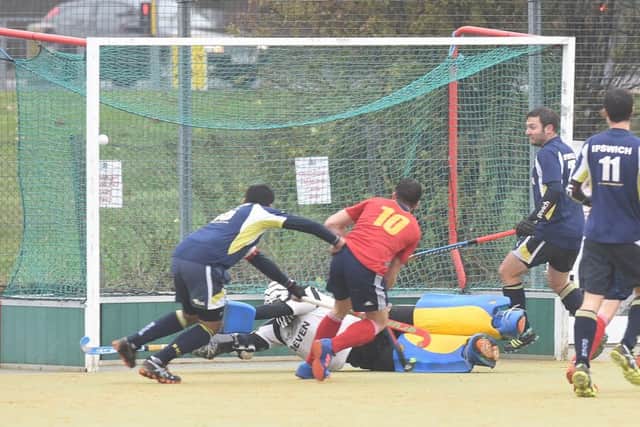 City of Peterborough top scorer Sam Blunt (10) picked up a knee injury at Letchworth.