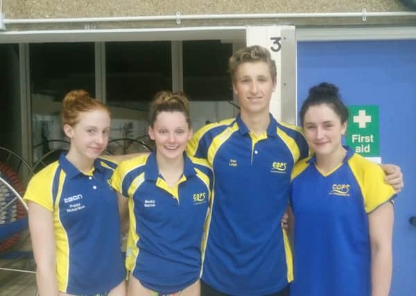COPS swimmers who won in the National Arena League fixture. From the left they are Poppy Richardson, Mollie Allen, Daniel Leigh and Rebecca Burton.