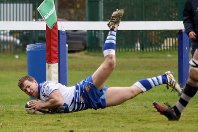 Ryan Morris scores a try for the Lions against Bedford Athletic. Picture: Mick Sutterby