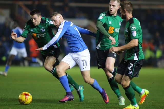 Marcus Maddison on the charge for Posh against Scunthorpe. Photo: Joe Dent/theposh.com.