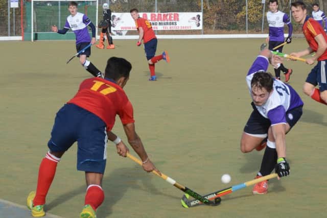 Action from City of Peterborough's superb 3-0 win over Old Loughtonians. Photo: David Lowndes.