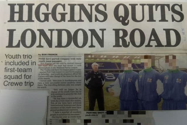 A clipping from the Peterborough Evening Telegraph from April 30, 1996, when Bob Higgins left Peterborough United