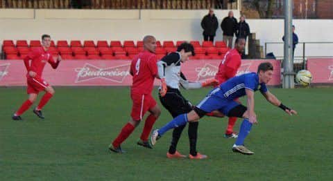 Action from Peterborough Sports' win at Wembley in FA Vase.