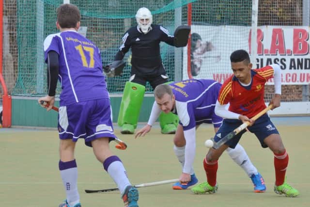 city of Peterborough's Manish Patel on the ball in the 8-0 win over Saffron Walden. Photo: David Lowndes.