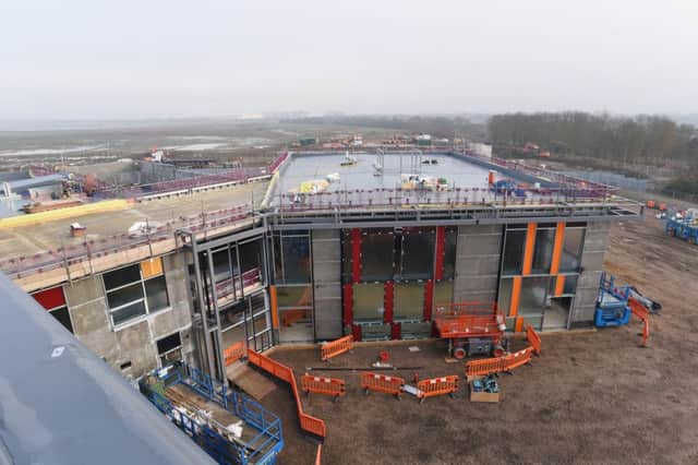 Topping out ceremony at the new  Hampton Gardens secondary school with guests and staff from builders Carillion EMN-160612-153441009
