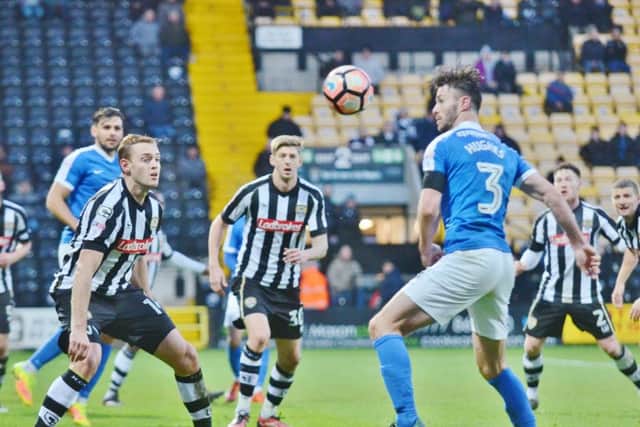 Posh full-back Andrew Hughes in action at Notts County. Photo: David Lowndes.