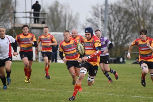 Borough skipper John Thompson on the charge against Stamford. Picture: Kevin Goodacre