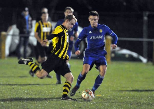 Action from a recent United Counties Premier Division game between Holbeach United and Peterborough Sports.