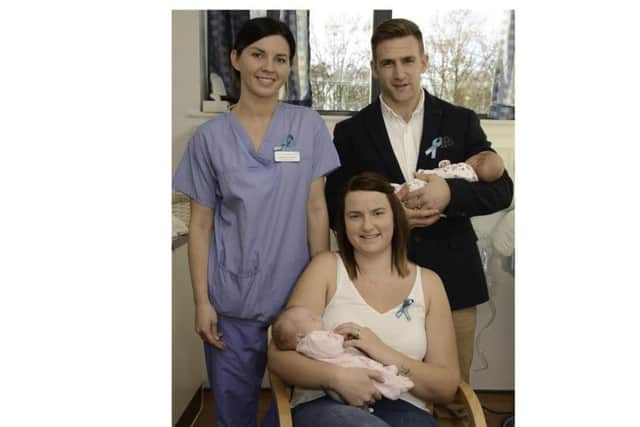 Nathan and Steffanie Curtis with Millie and Charlotte and  Neonatal Intensive Care Nursery Nurse  Magdalena Keminska