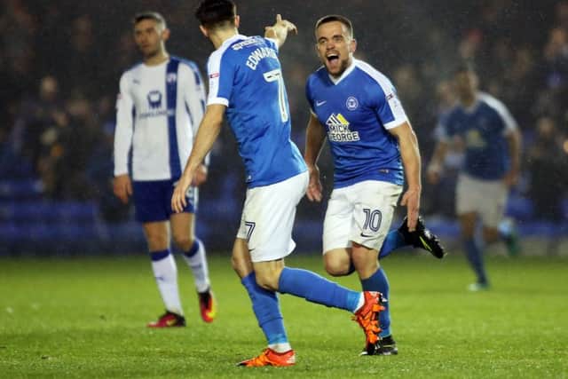 Posh man of the match Paul Taylor celebrates his goal against Chesterfield. Photo: Joe Dent/theposh.com.