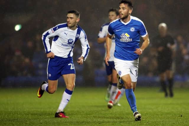 Brad Inman playing for Posh against Chesterfield. Photo: Joe Dent/theposh.com.
