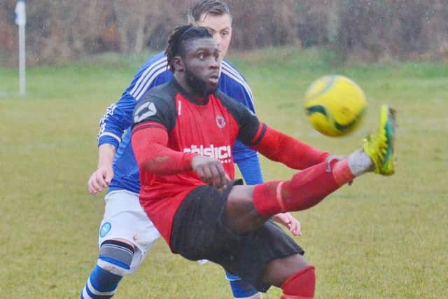 Netherton United's Rob Da Silva has eyes on the ball in the Peterborough Premier Division draw at ICA Sports. Photo: David Lowndes.