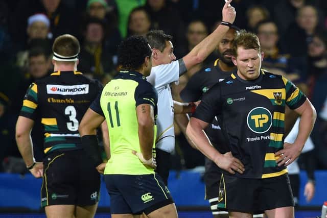 England captain Dylan Hartley is sent off.