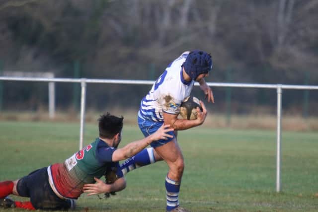 Nico Defeo scores a try for the Lions against Lichfield. Picture: Mick Sutterby
