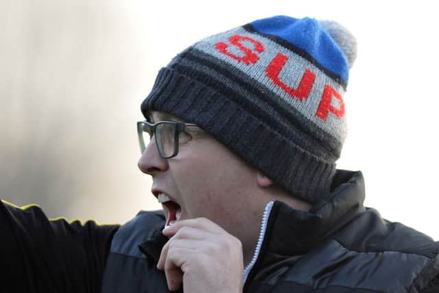Holbeach manager Seb Hayes during a 3-0 win over Leicester Nirvana. Photo: Tim Wilson.