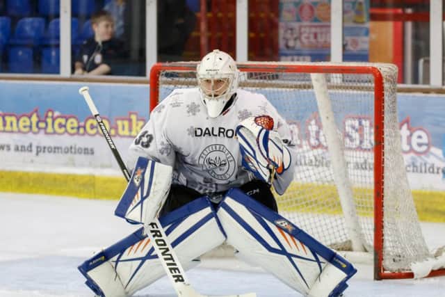 Janis Auzins stopped 39 out of 40 shots against Telford. Picture: Tom Scott