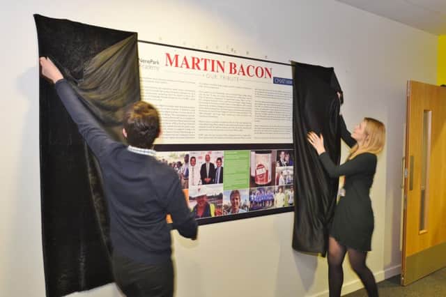 Martin Bacon plaque unveiled at Nene Park Academy. EMN-161218-113916009