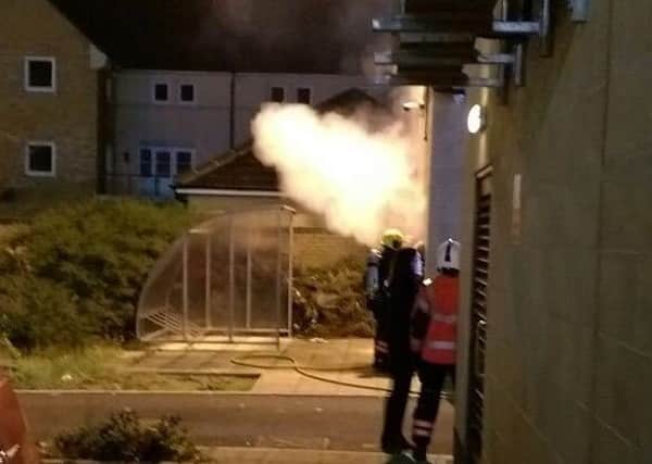 The bin fire in Peterfield Road - Photo: Oliver Sapsford