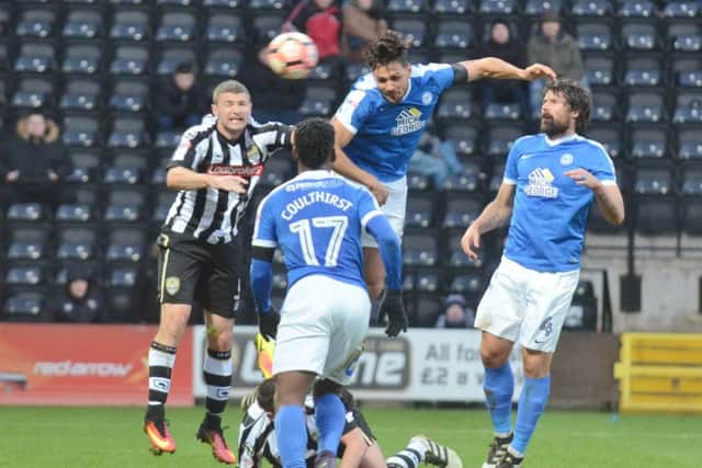 Action from Posh at Notts County in the FA Cup on December 4.