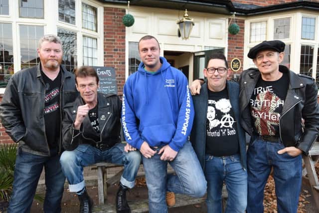 Charity river swimmer Dan Edgerton fundraising at the The Lime Tree pub with members of the  True British Mayhem band  Dave Duffy, Robbie Connell, Dougie Lloyd, Mark Forbear. EMN-161218-175556009