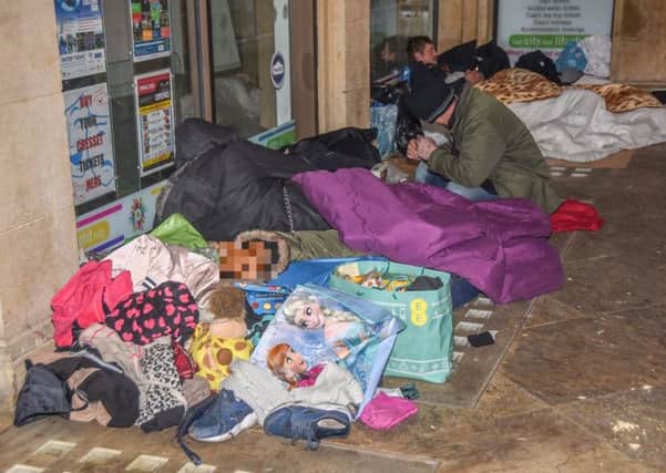 Rough sleepers in St Peter's Arcade