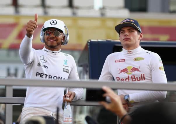 Max Verstappen (right) would trounce Lewis Hamilton on a level playing field.