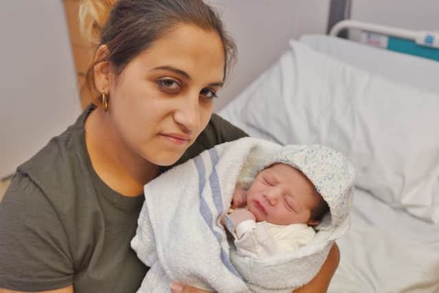 New Year's Day babies born at the maternity unit, City Hospital. Julia Horvathova from MIllfield with her baby boy (not named) born at 5.45 weighing 2880 grams EMN-170101-151901009