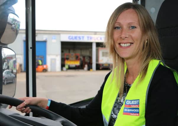 Jo Paige behind the wheel after calling time on her job as a pub landlady.