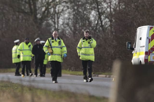 Police at the scene of the hit and run.
Picture by Terry Harris. THA