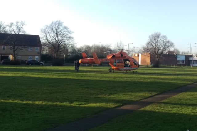 The Magpas helicopter lands near the home. Pic: Daniel Walker