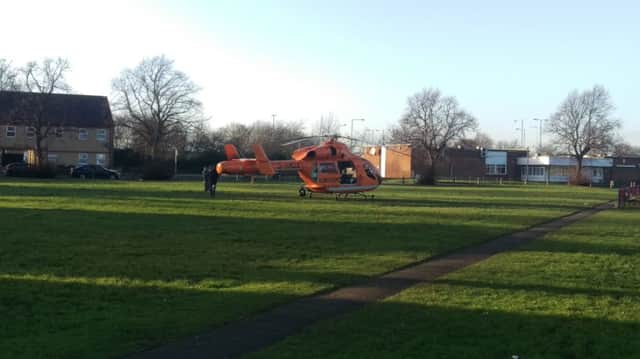 The Magpas helicopter lands near the home. Pic: Daniel Walker
