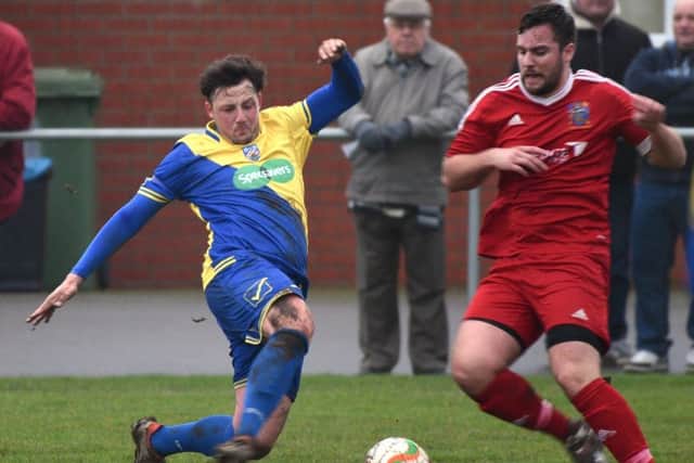 Action from the 1-1 draw between Wisbech Town and Wellingborough. Photo: Adam Fairbrother.