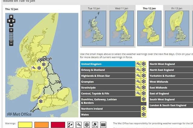 The updated weather warning