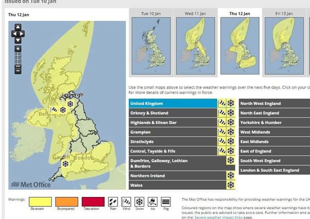 The updated weather warning