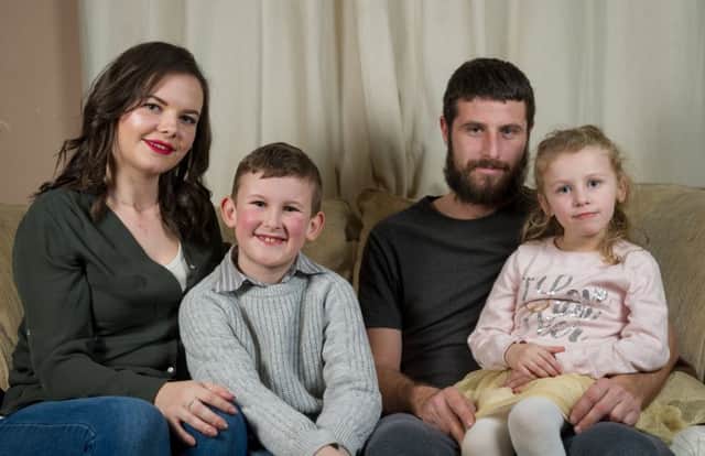 Danielle McCulloch age 27 with her husband Matt age 27 and their two children Louis age 9 and Imogen age 5.
