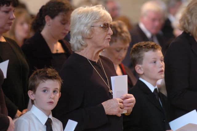 Maggie Cantwell at Noel Cantwell's funeral.