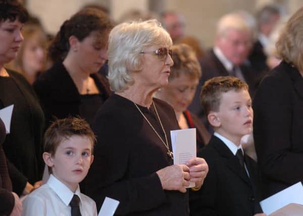 Maggie Cantwell at Noel Cantwell's funeral.