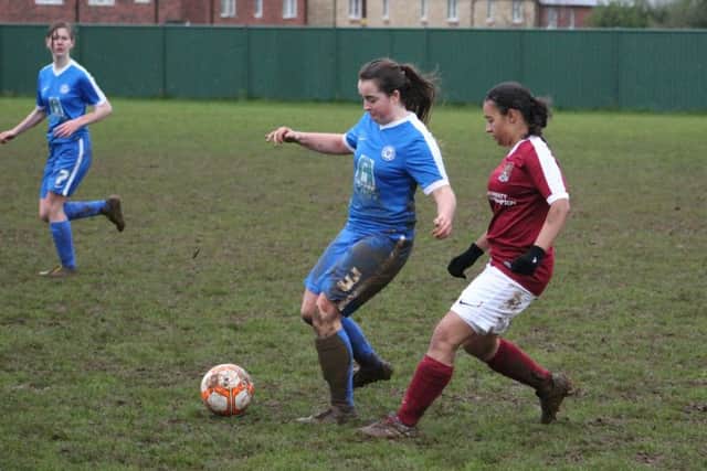 Laura Tonkin on the ball for Peterborough United against Northampton. Picture: Gary Reed