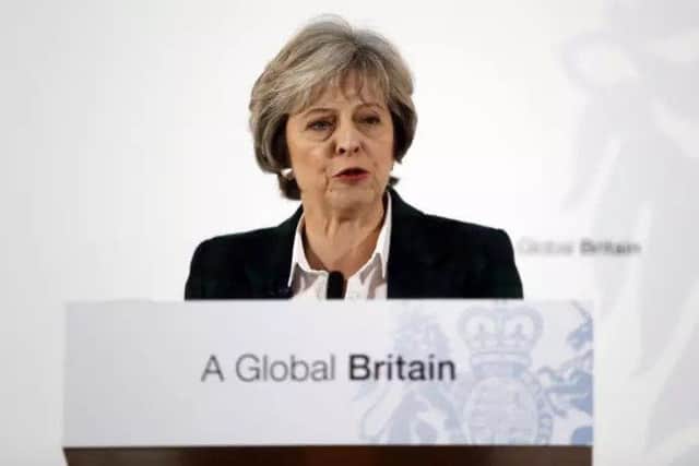 Prime Minister Theresa May speaking at Lancaster House in London where she outlined her plans for Brexit