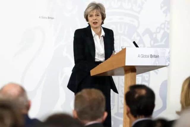 Prime Minister Theresa May speaking at Lancaster House in London where she outlined her plans for Brexit